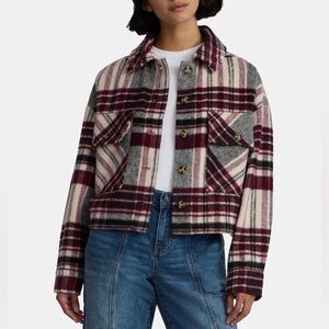Steve Madden NYC Women’s Plaid Jacket, Semi-Cropped Boxy Fit, Sz L, NWT